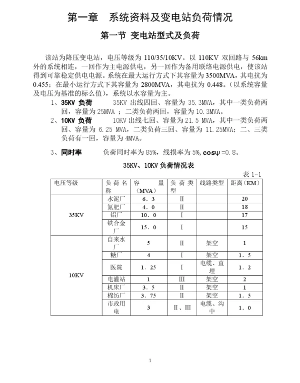 110kV变电站初步设计典型方案