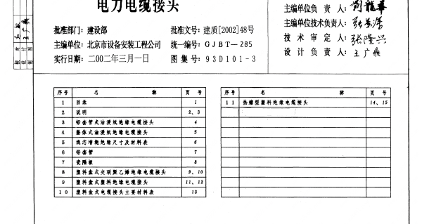 93D101-3、93(03)D101-3 电力电缆接头（2003年局部修改版）