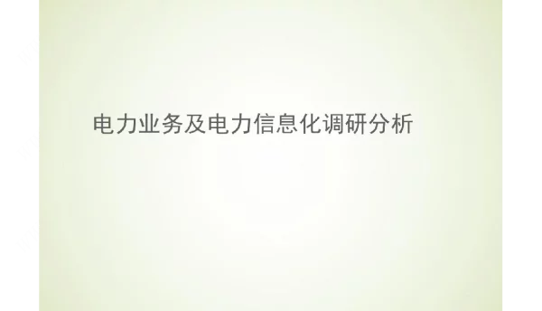 电力业务及电力信息化调研分析