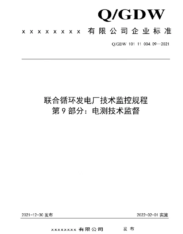 2021版联合循环发电厂技术监控规程：09电测技术监督