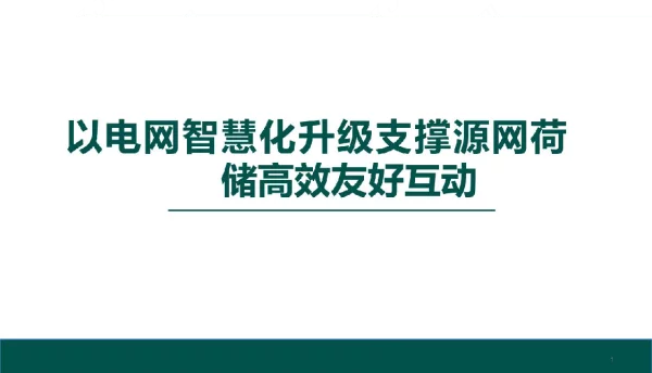 电网智慧化支撑源网荷储高效