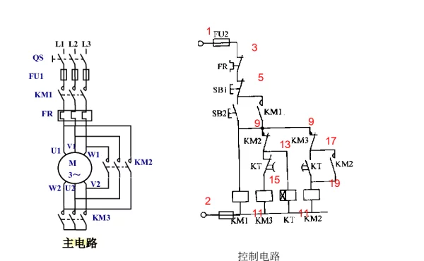 星三角起动控制接线图