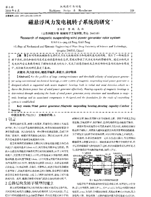 磁悬浮风力发电机转子系统的研究