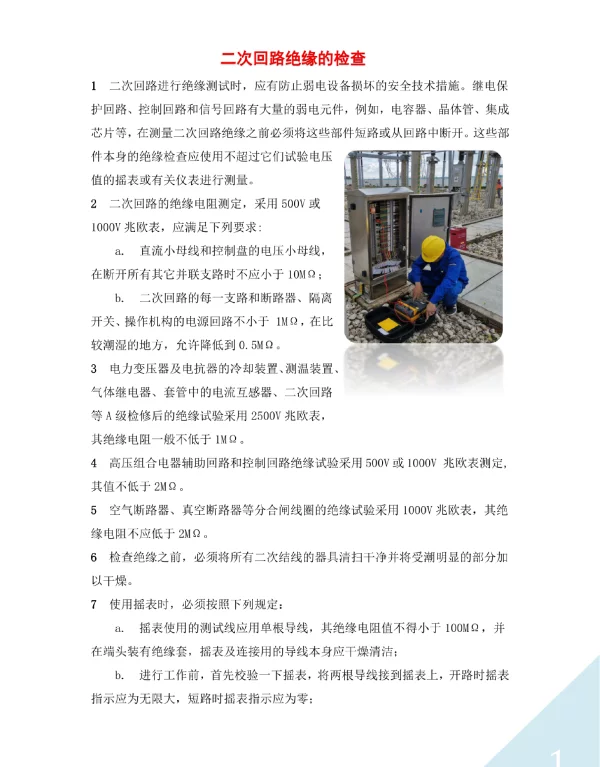 二次回路绝缘的检查