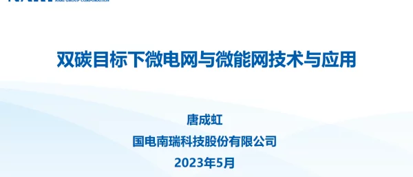 2023唐成虹（南瑞）分享版双碳目标下微电网与微能网技术及应用