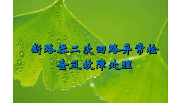 高压断路器的故障处理培训课件