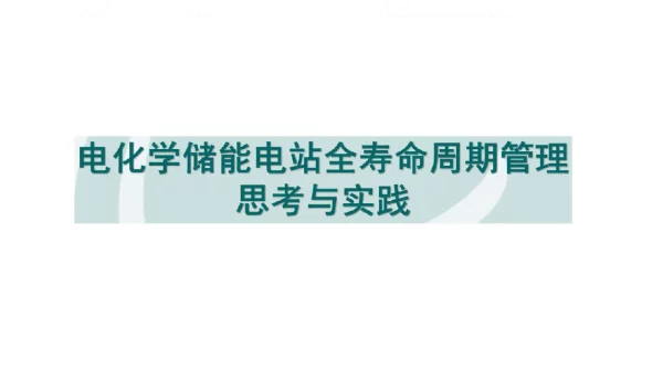 电化学储能电站全寿命周期管理