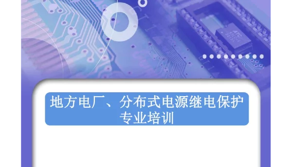 地方电厂、分布电源继电保护专业培训课件