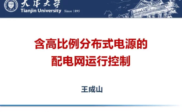 王成山：含高比例分布式电源的配电网运行控制