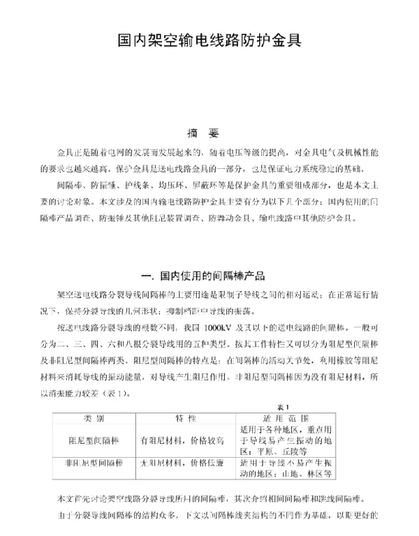 国内架空输电线路防护金具