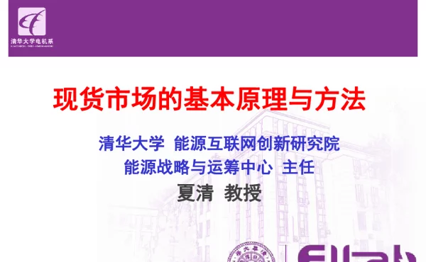 现货市场的基本原理与方法