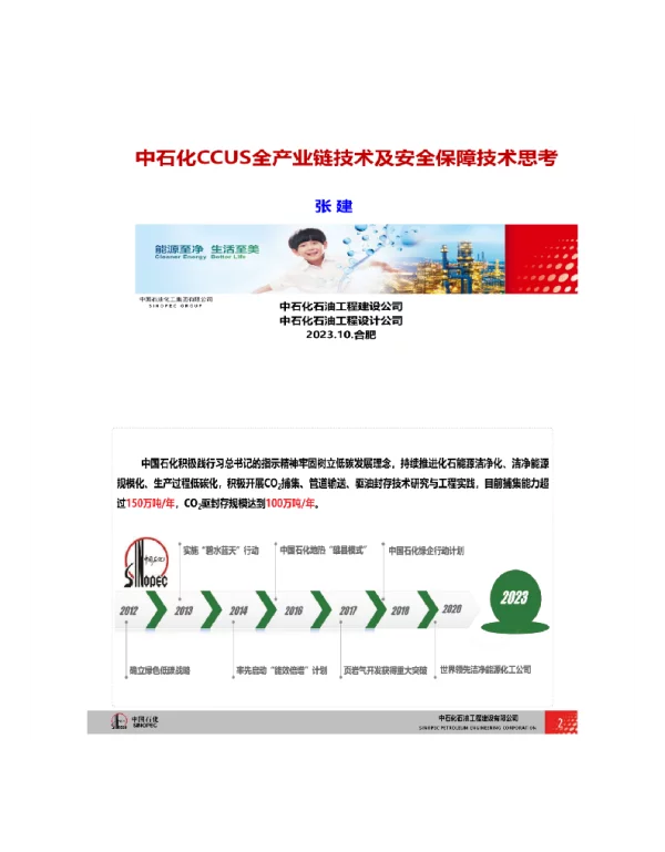 中石化CCUS全产业链技术及安全保障技术思考--张建