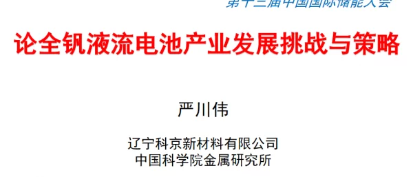 2023严川伟论全钒液流电池产业发展挑战与策略（中科院金属所）