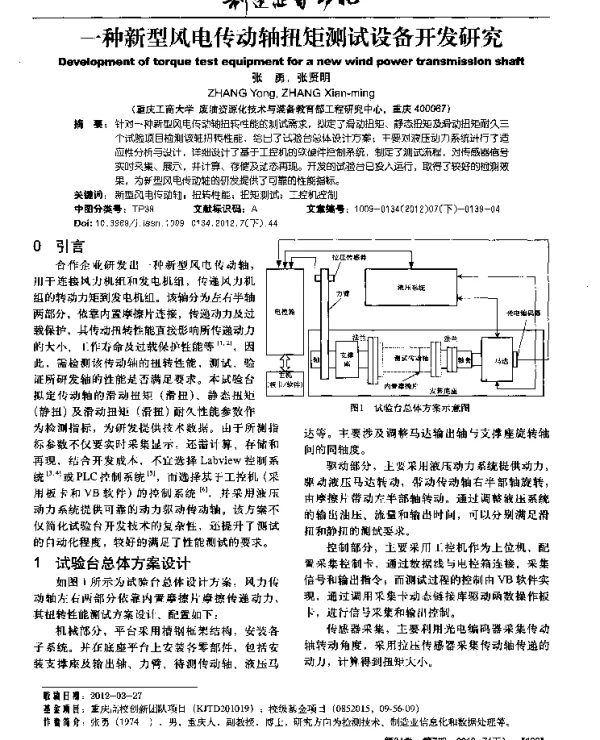 一种新型风电传动轴扭矩测试设备开发研究