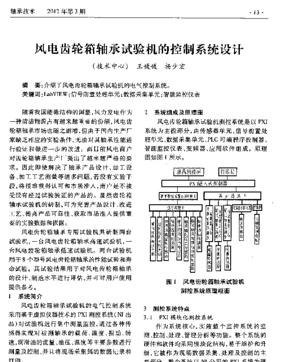风电齿轮箱轴承试验机的控制系统设计