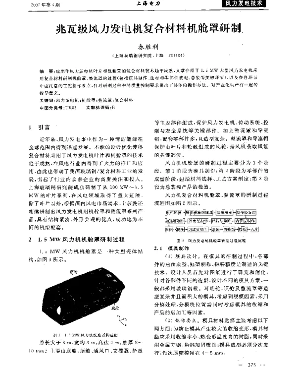 兆瓦级风力发电机复合材料机舱罩研制