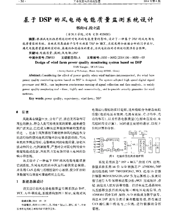 基于DSP的风电场电能质量监测系统设计