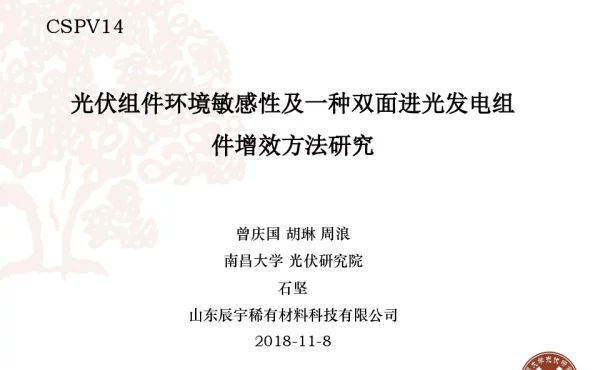 光伏组件环境敏感性及一种双面进光发电组件增效方法研究