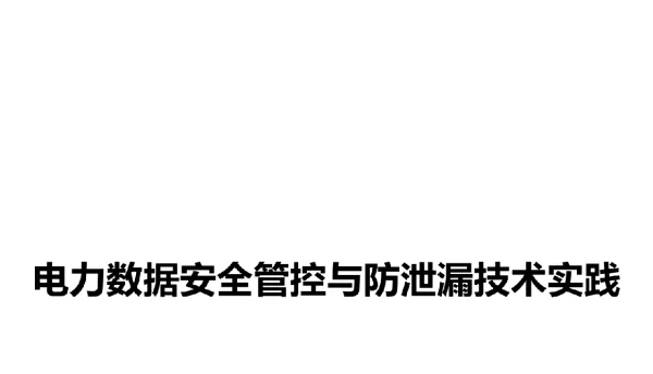 电力数据安全管控与防泄漏技术实践