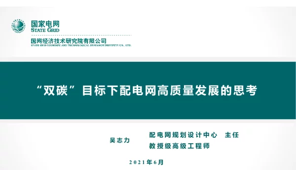 “双碳”目标下配电网高质量发展的思考