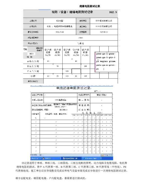 教你如何填“绝缘电阻测试记录”