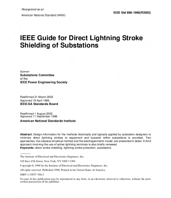 IEEE_998_1996变电站防雷规范