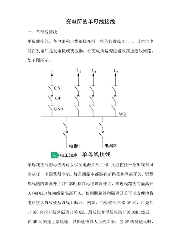 变电所的单母线接线