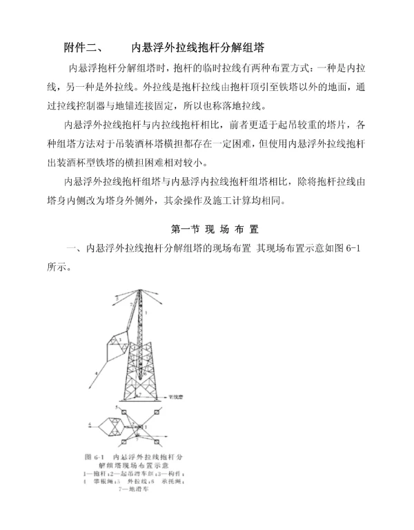 内悬浮外拉线组塔施工方法