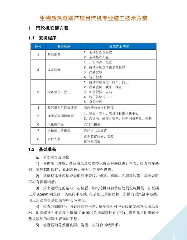 生物质热电联产项目汽机专业施工技术方案