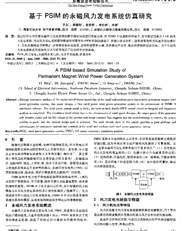 基于PSIM的永磁风力发电系统仿真研究