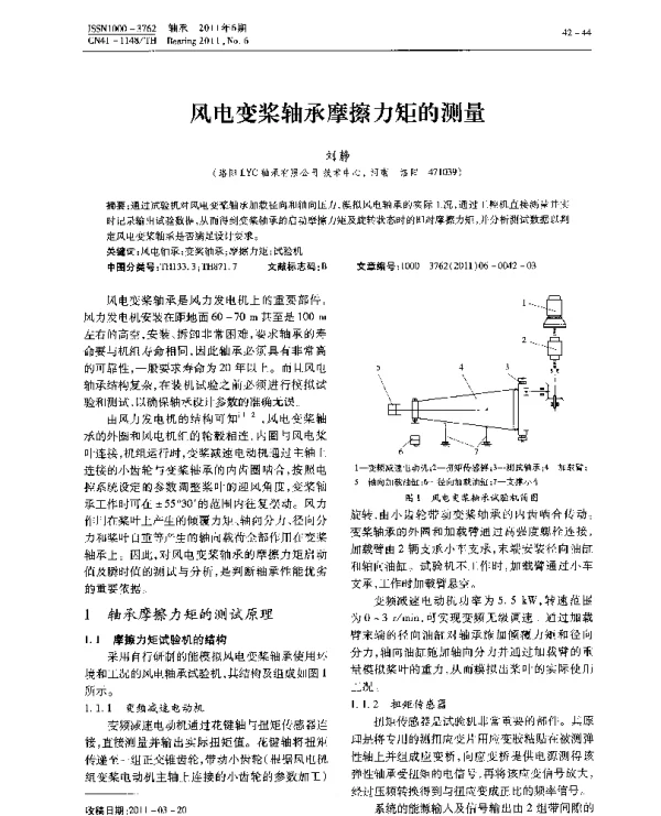 风电变桨轴承摩擦力矩的测量