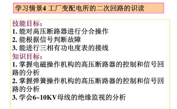 工厂变配电所的二次回路的识读