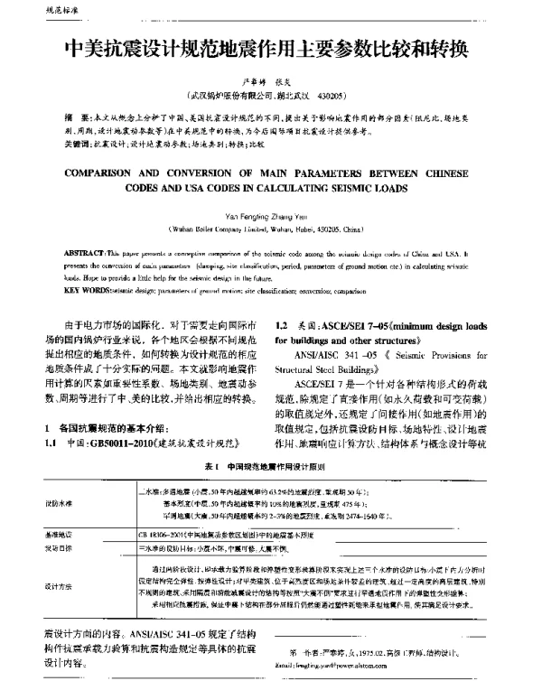 中美抗震设计规范地震作用主要参数比较和转换