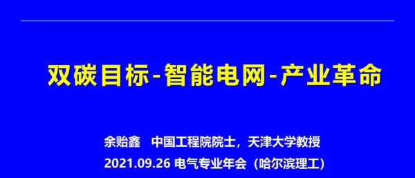 余贻鑫：双碳目标-智能电网-产业革命