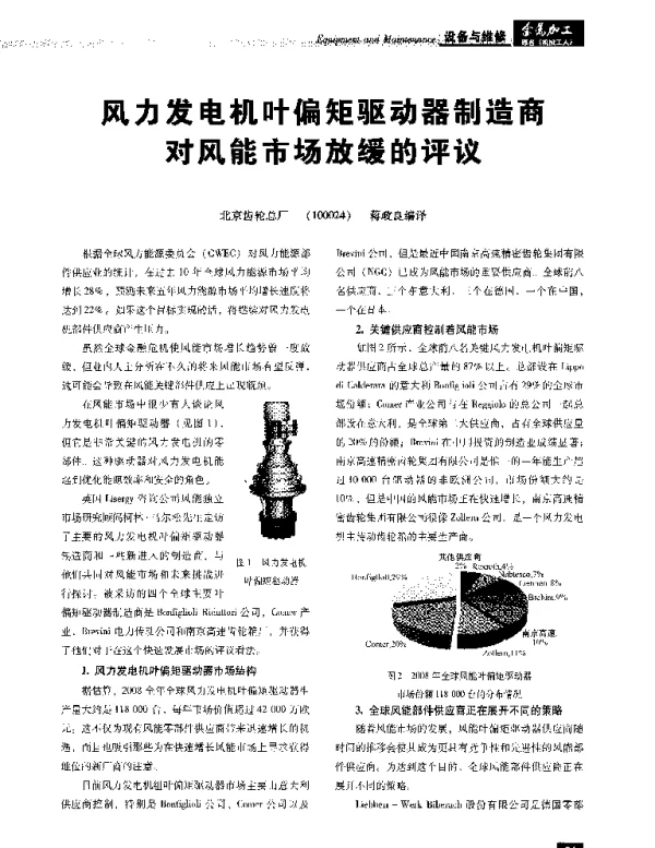 风力发电机叶偏矩驱动器制造商对风能市场放缓的评议-