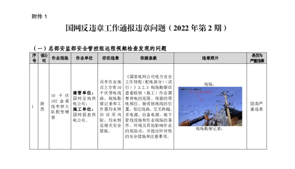 国网反违章工作通报违章问题（2022年第2期）