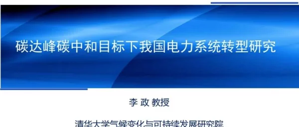 清华大学李政：碳达峰、碳中和目标下电力系统转型研究