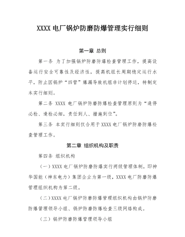 发电厂锅炉防护措施管理规定