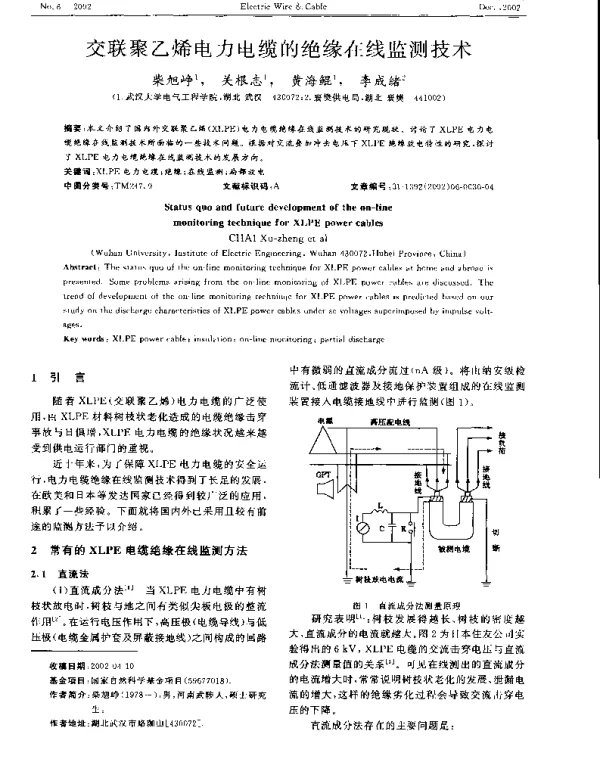 交联聚乙烯电力电缆的绝缘在线监测技术