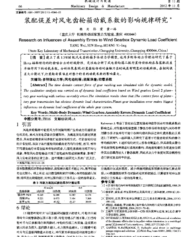 装配误差对风电齿轮箱动载系数的影响规律研究