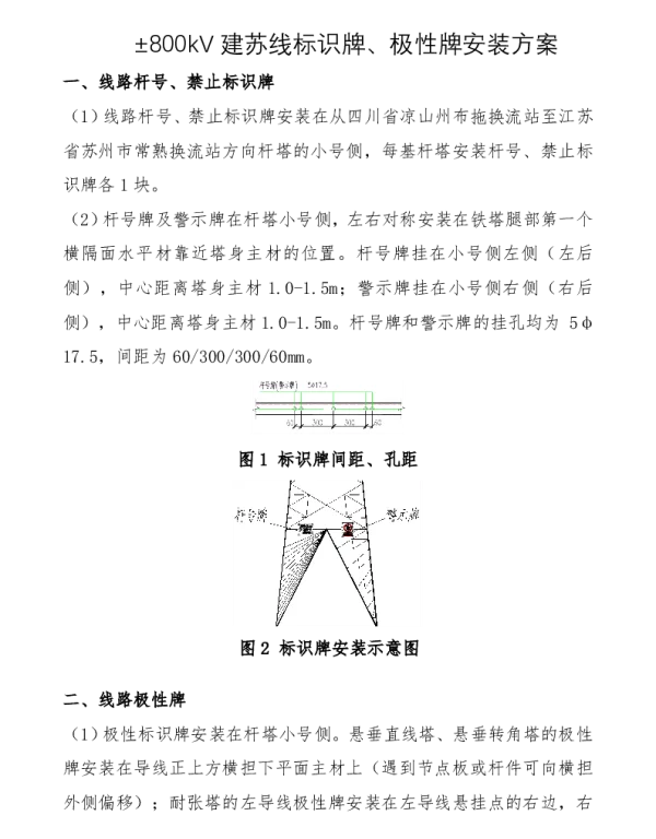 ±800kV建苏线标识牌现场安装方案