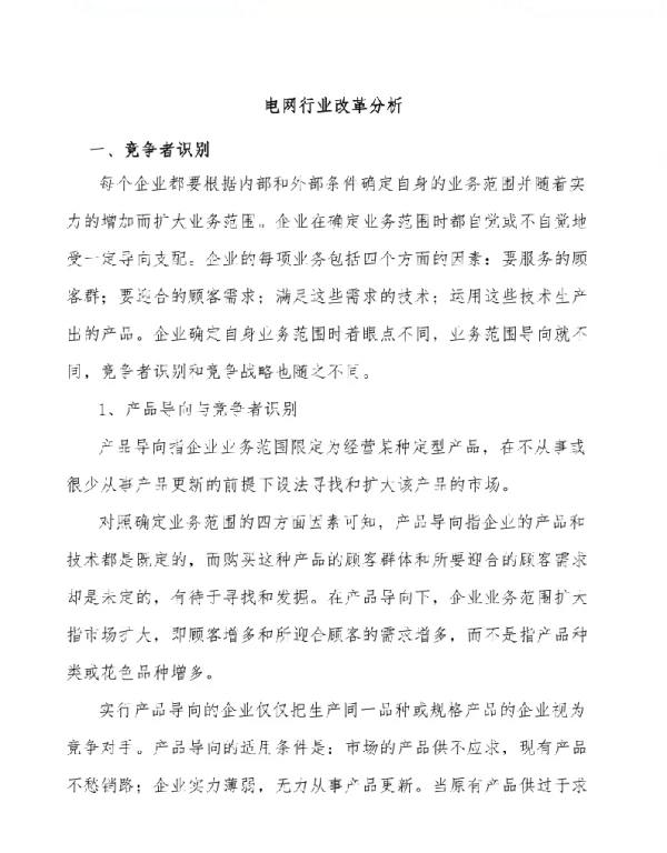 电网行业改革分析