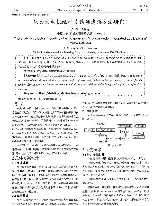 风力发电机组叶片精确建模方法研究